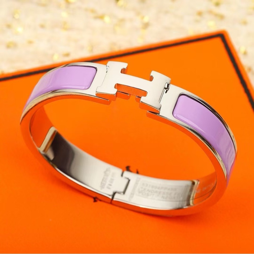 Hermès Silver and Purple Enamel Bracelet